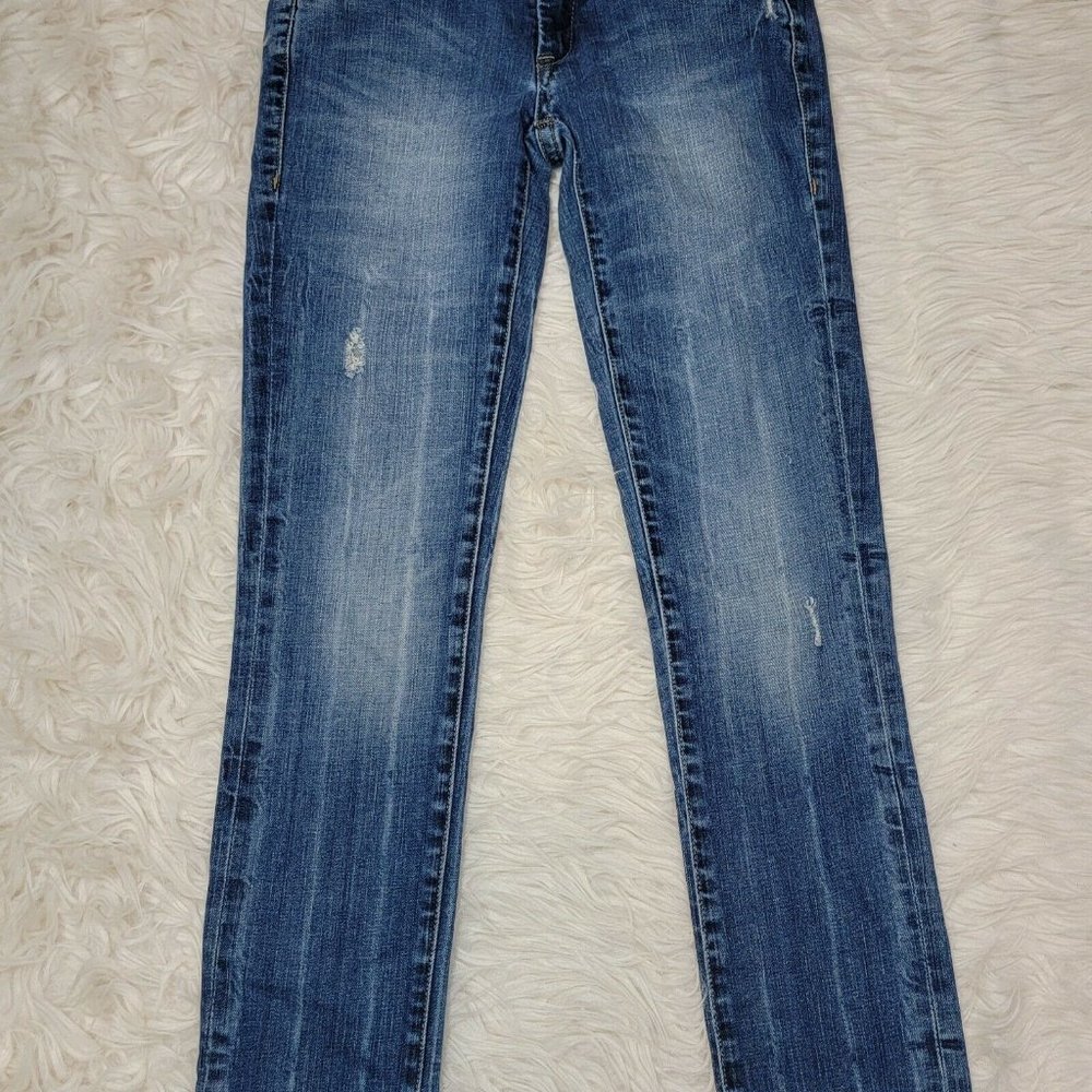 Blank Denim Women's Size 25 Straight Leg Jeans Distressed Stone Wash Stretch D - Picture 4 of 10